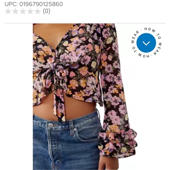 FREE PEOPLE Maybel Boho Floral Tie Front Top Size Medium - Picture 3 of 13